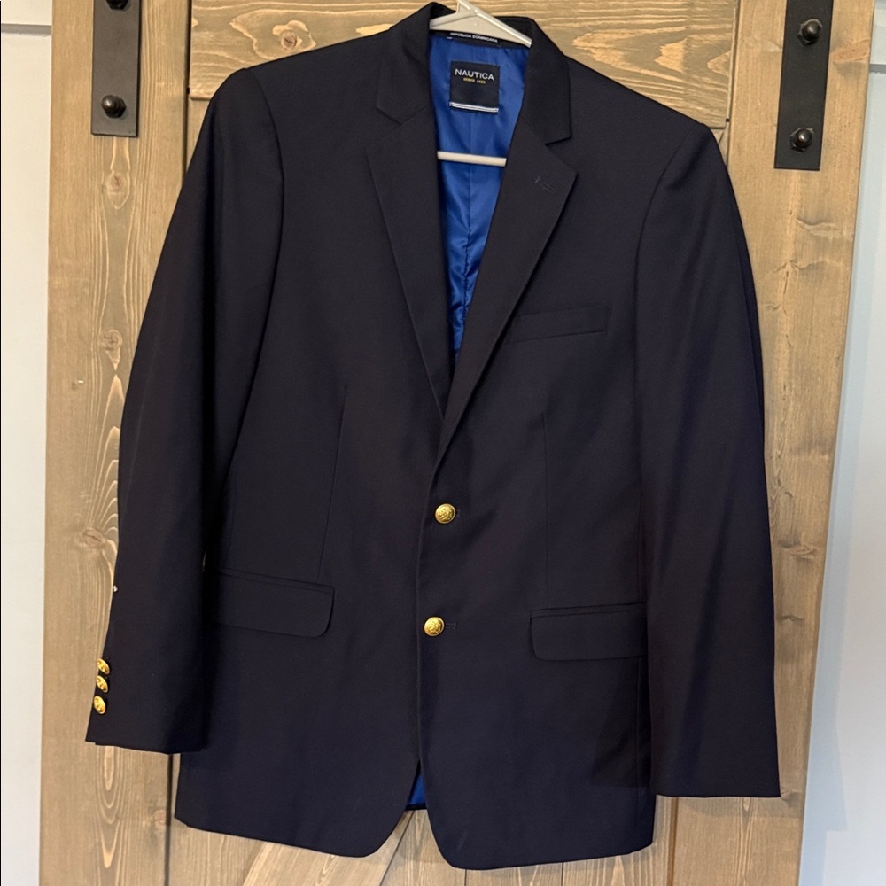 Boys Nautica Navy Blazer with Gold Accents